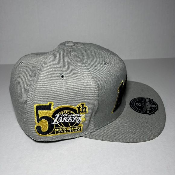 Mitchell & Ness NBA Los Angeles Lakers 50th anniversary Fitted Hat Cap 8 - Picture 3 of 8